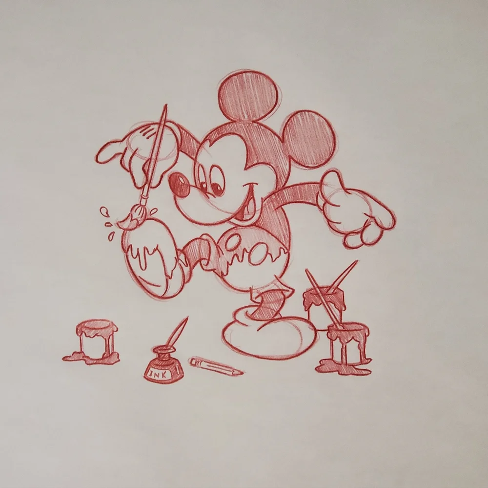 Disney Mickey Mouse coloring himself Drawing/sketch animation signed Art - Picture 5 of 5